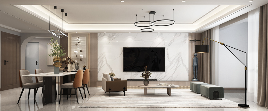 春申景城 120㎡三室两厅现代轻奢风格装修案例120㎡三室两厅现代轻奢风格装修案例